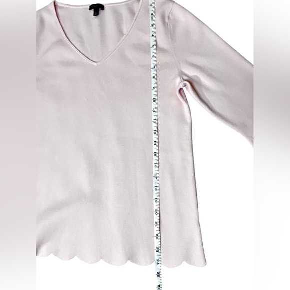 Talbots Pink Scallop Hem V-Neck Sweater Size L Cotton Blend - Picture 7 of 11